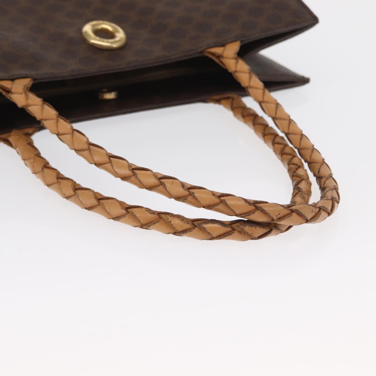 CELINE Macadam Canvas Tote Bag PVC Leather Brown Gold Auth 168166