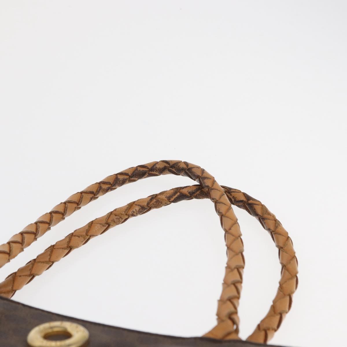 CELINE Macadam Canvas Tote Bag PVC Leather Brown Gold Auth 168166