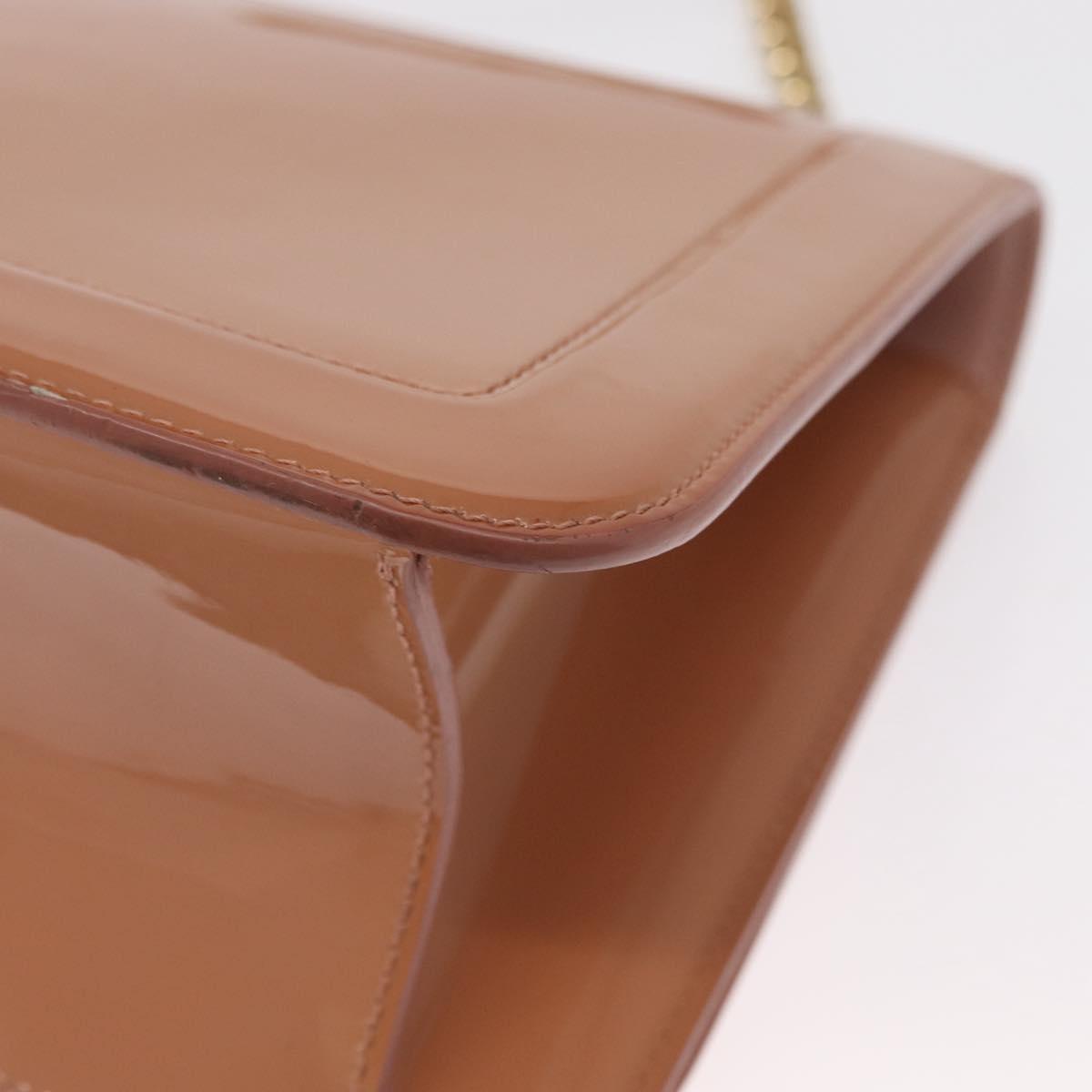 Salvatore Ferragamo Vala Chain Shoulder Bag Patent leather Pink Gold Auth 168168
