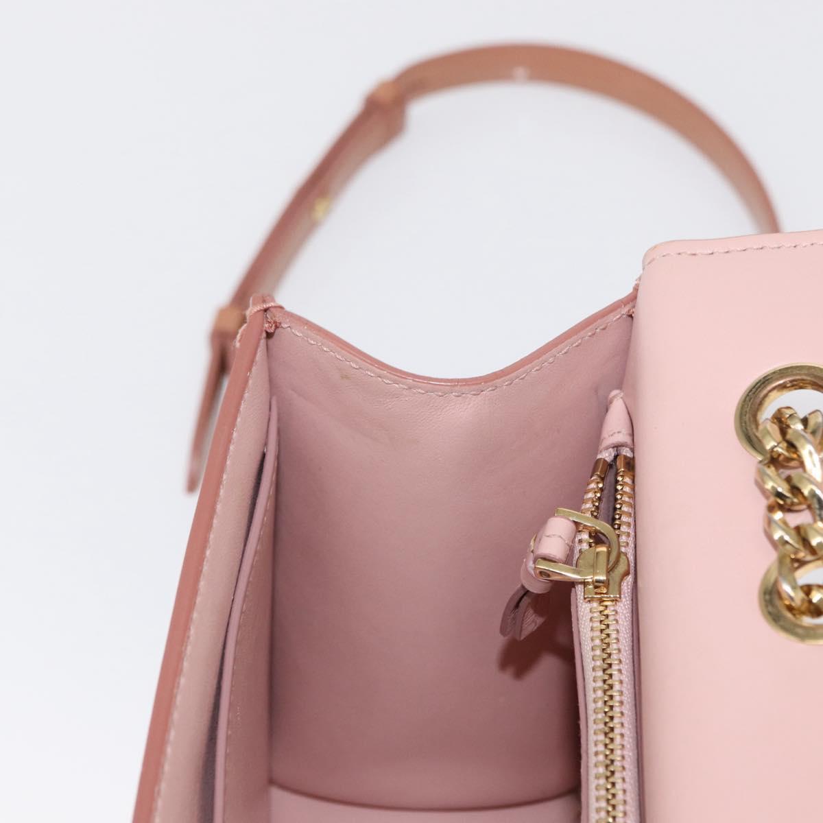 Salvatore Ferragamo Vala Chain Shoulder Bag Patent leather Pink Gold Auth 168168