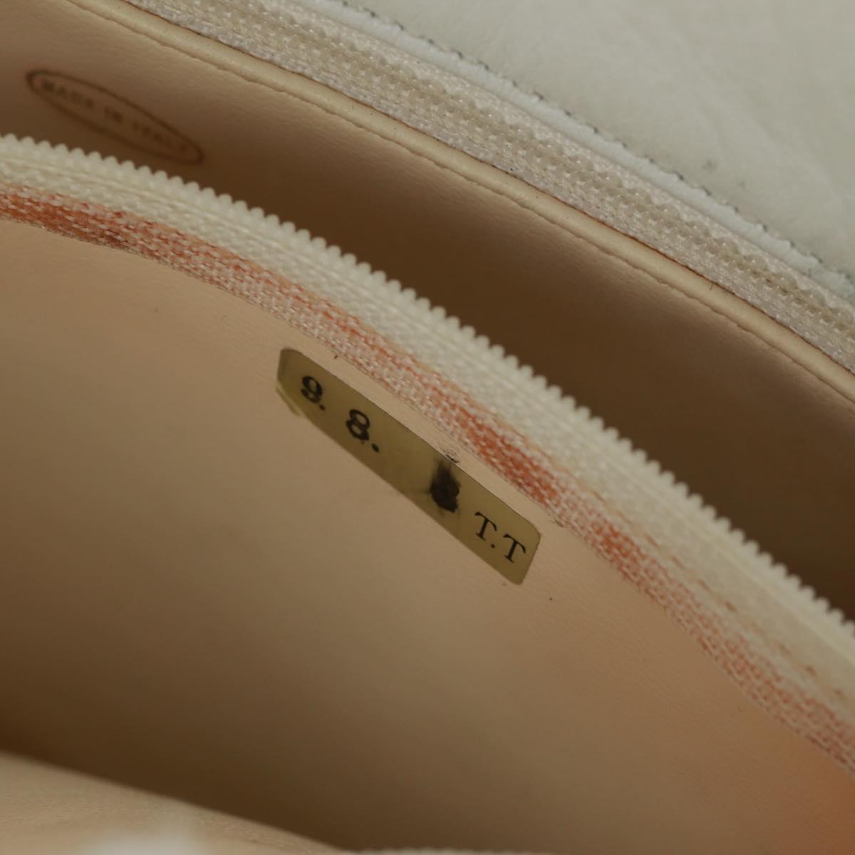 CHANEL Matelasse Chain Shoulder Bag Lamb Skin White Gold CC Auth 168177V