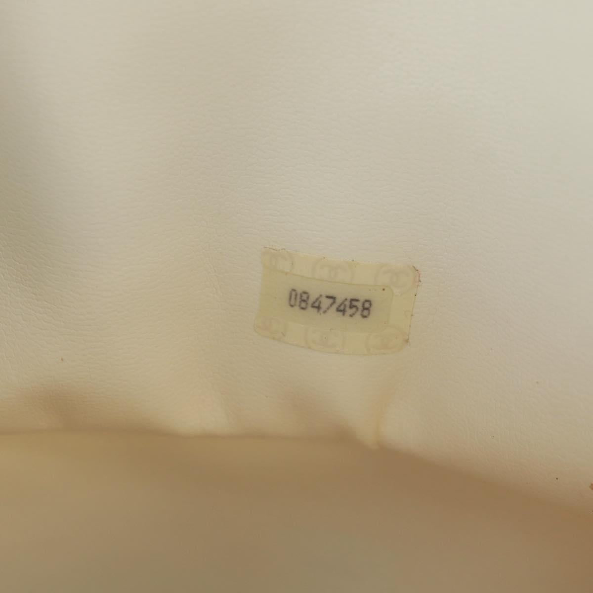 CHANEL Matelasse Chain Shoulder Bag Lamb Skin White Gold CC Auth 168177V