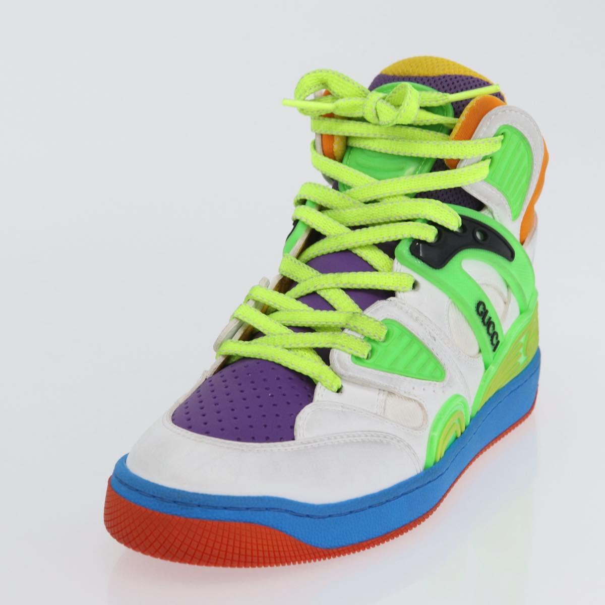 GUCCI Basket High Top Sneakers Leather 35 Multicolor 351 90431 8055 Auth 168178M