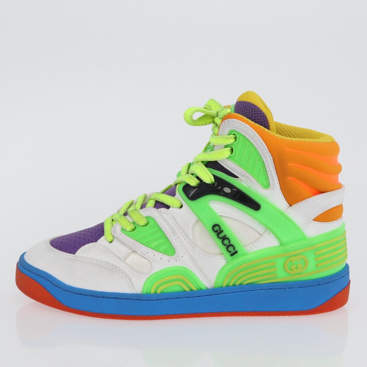 GUCCI Basket High Top Sneakers Leather 35 Multicolor 351 90431 8055 Auth 168178M