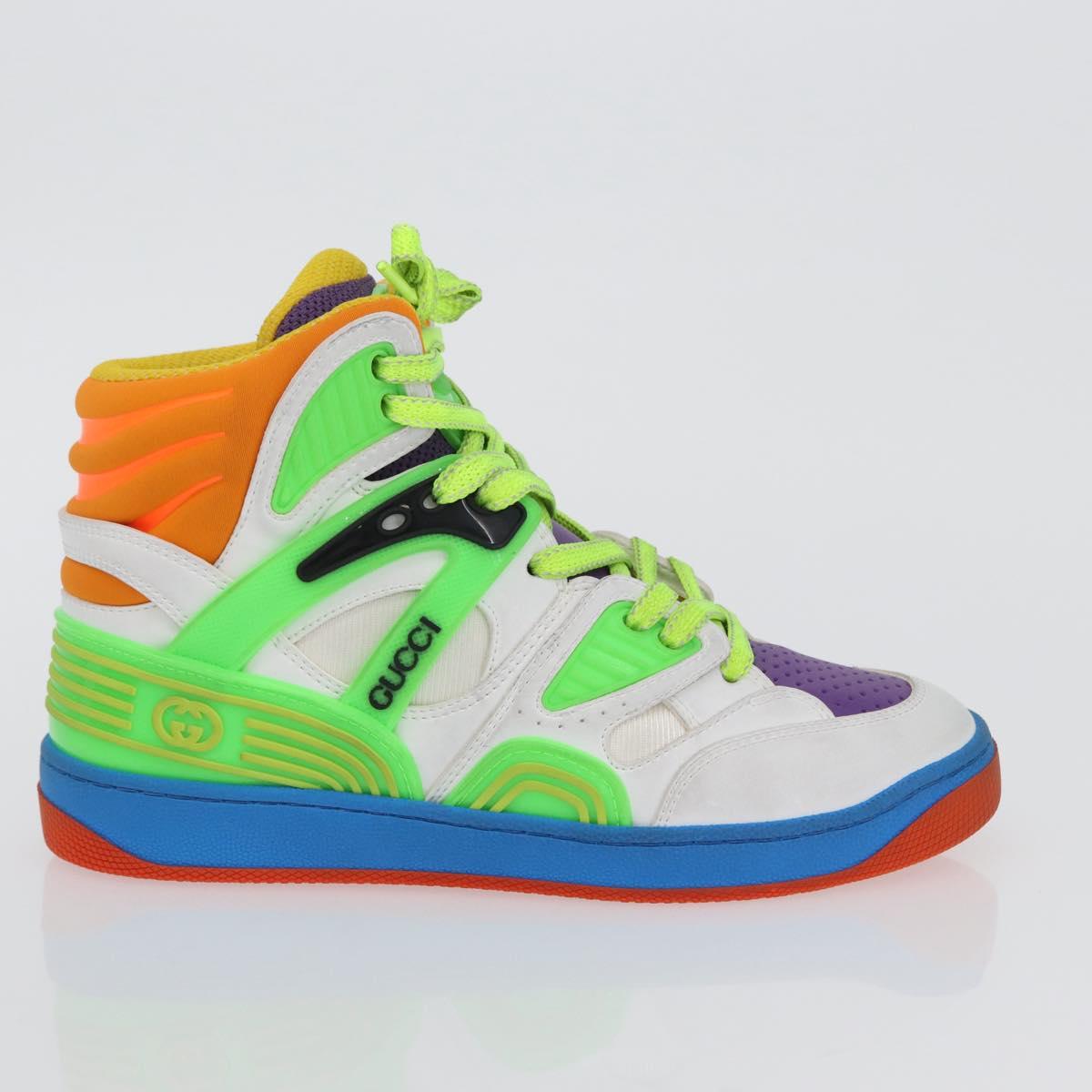 GUCCI Basket High Top Sneakers Leather 35 Multicolor 351 90431 8055 Auth 168178M
