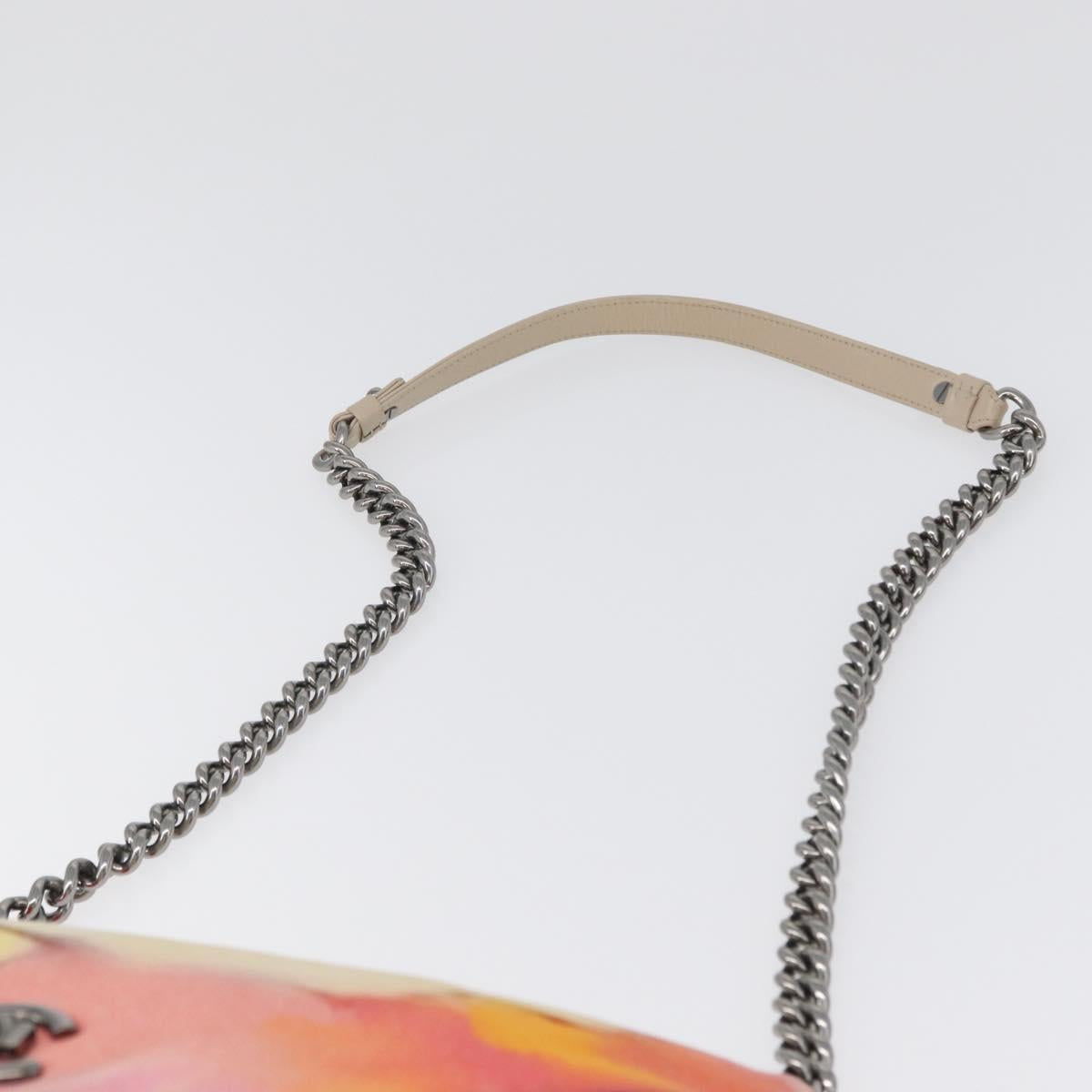 CHANEL Chain Matelasse Shoulder Bag Canvas Multicolor Silver CC Auth 168180SAM