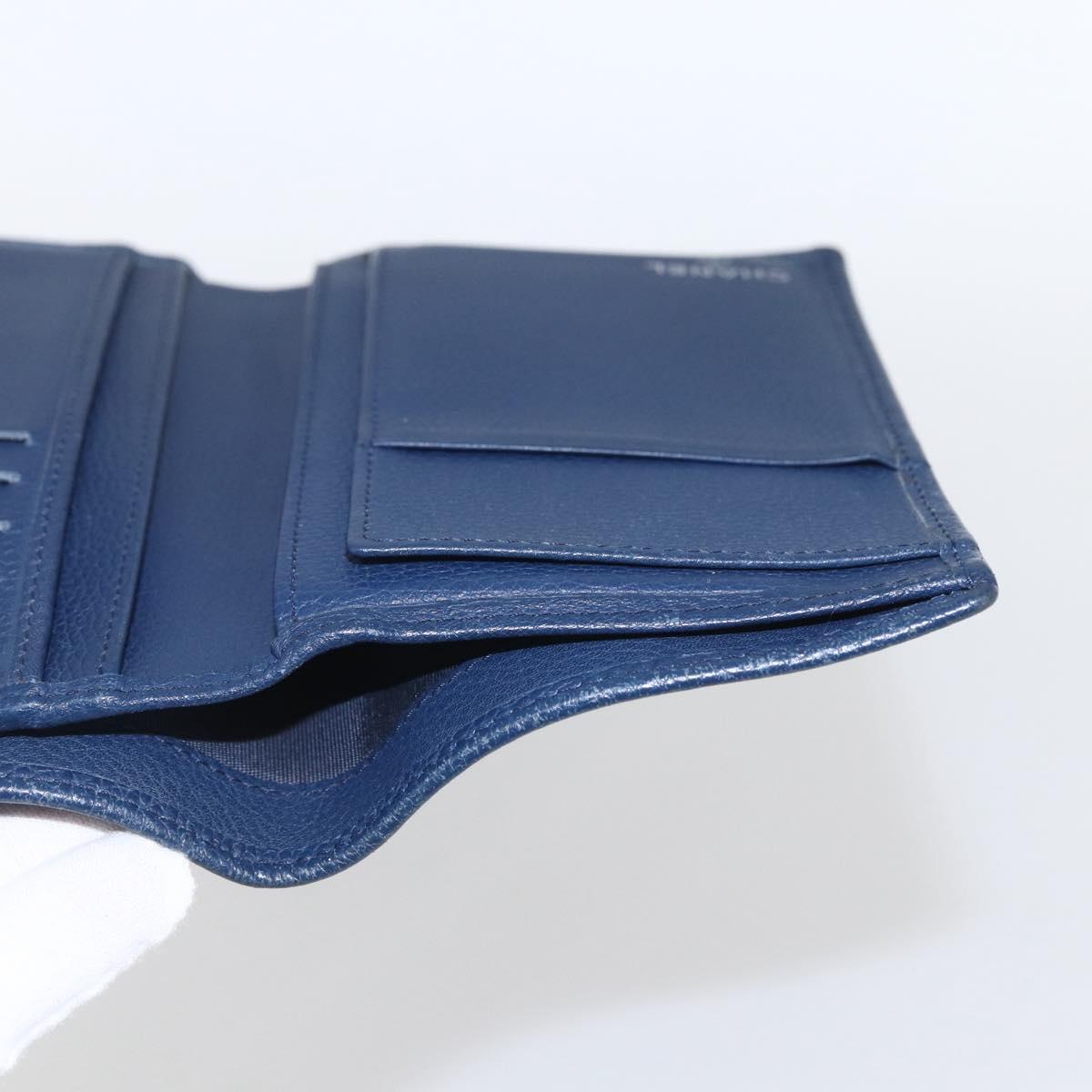 CHANEL COCO Mark Wallet Leather Navy CC Auth 168183