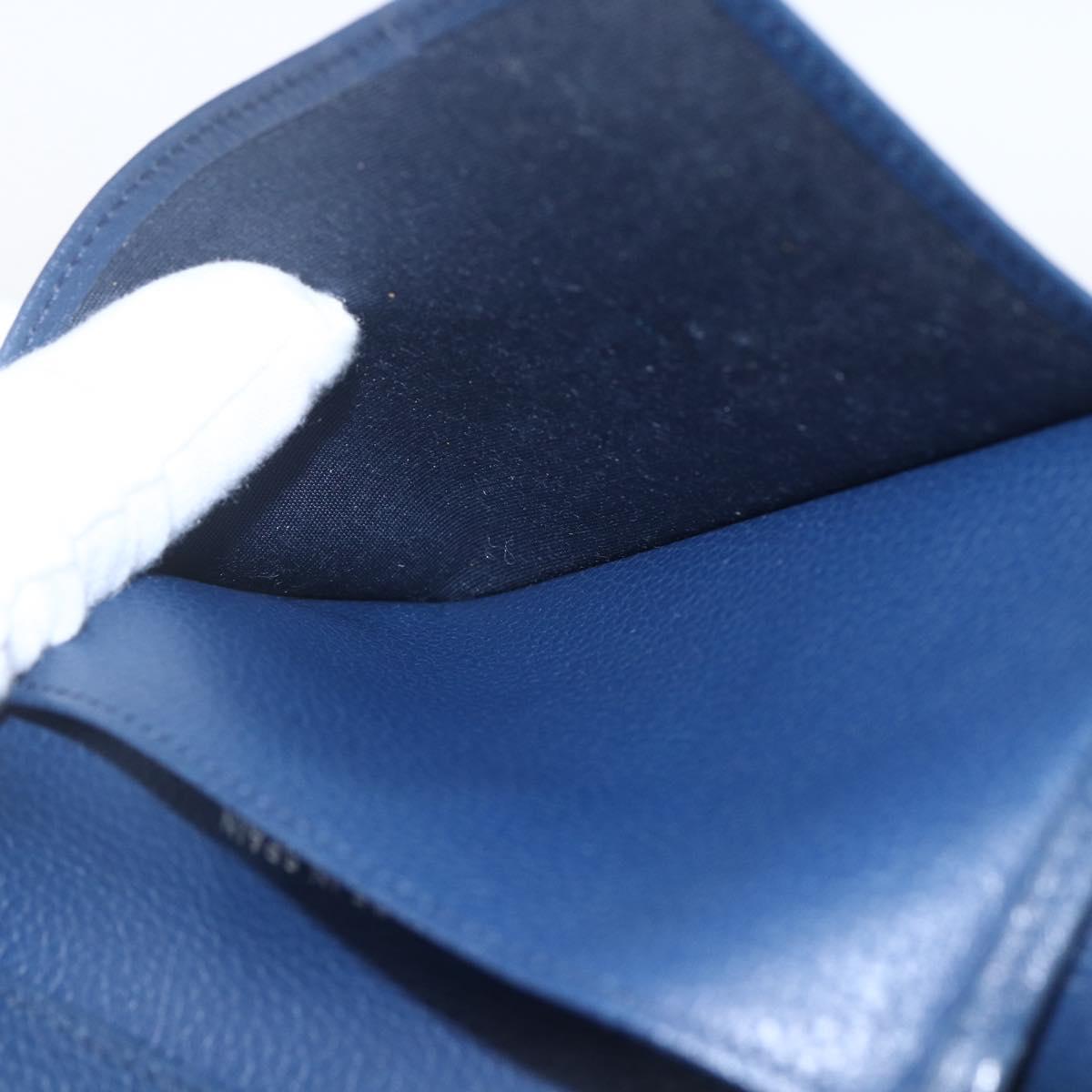 CHANEL COCO Mark Wallet Leather Navy CC Auth 168183