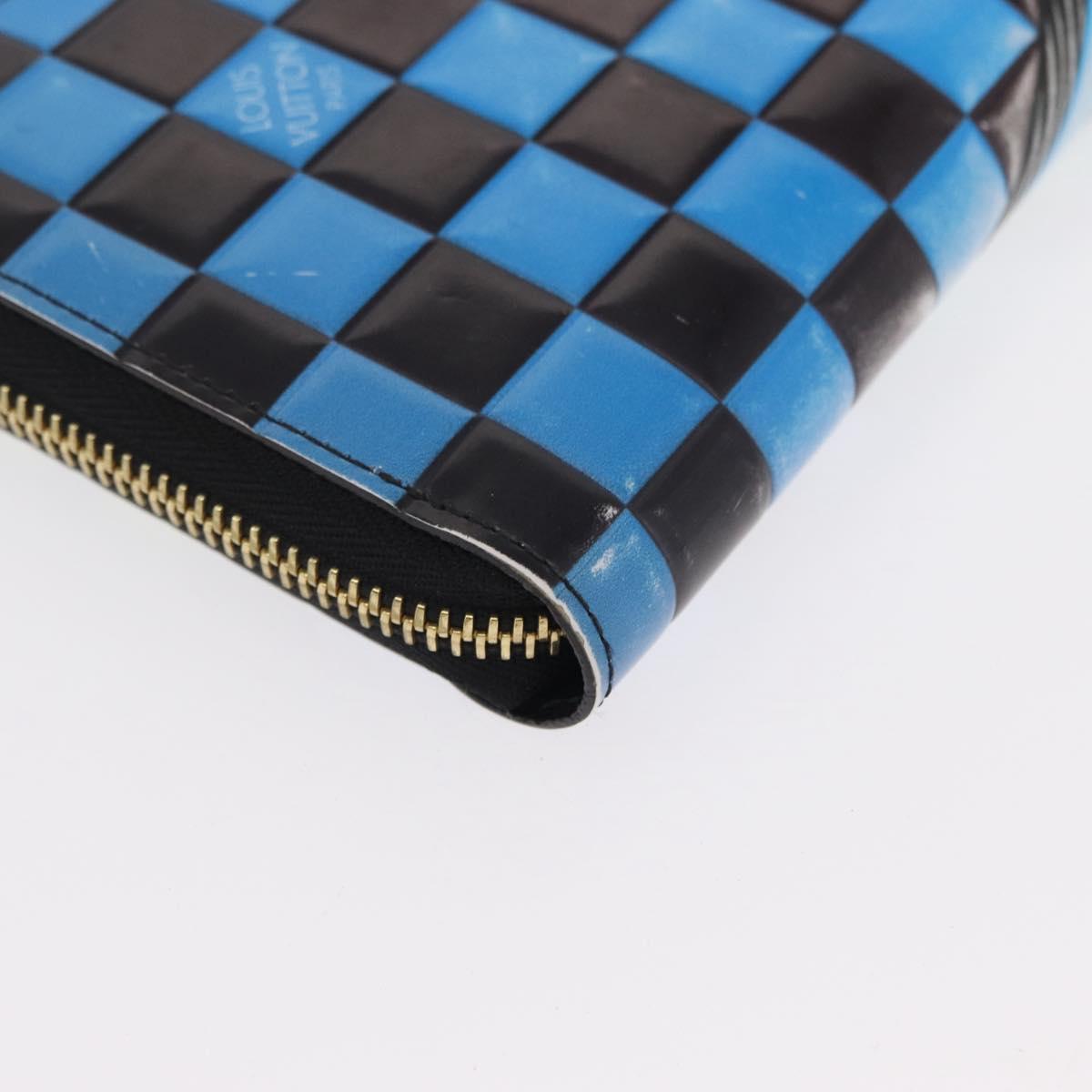LOUIS VUITTON Damier LV Lace Zippy Wallet Long Wallet Blue LV Auth 168184