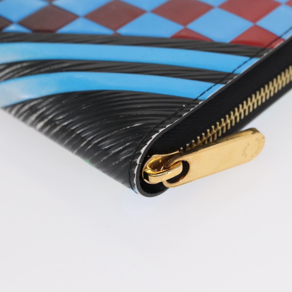 LOUIS VUITTON Damier LV Lace Zippy Wallet Long Wallet Blue LV Auth 168184