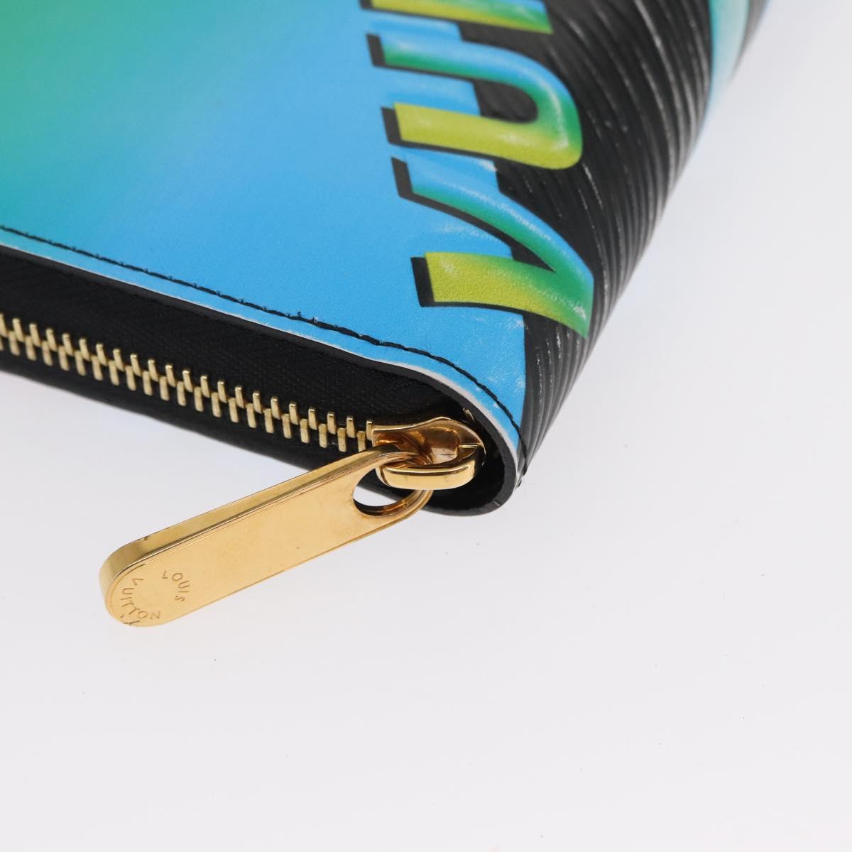 LOUIS VUITTON Damier LV Lace Zippy Wallet Long Wallet Blue LV Auth 168184