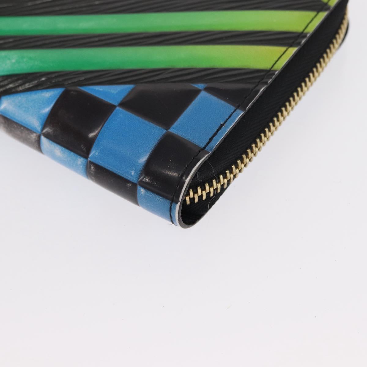 LOUIS VUITTON Damier LV Lace Zippy Wallet Long Wallet Blue LV Auth 168184