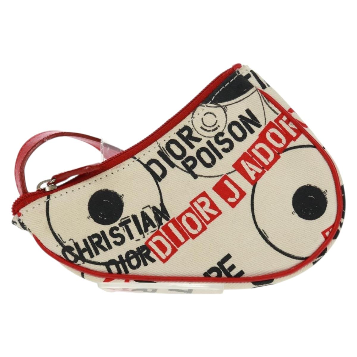 Christian Dior Hardcore Saddle pouch Pouch Canvas White Silver Auth 168201V