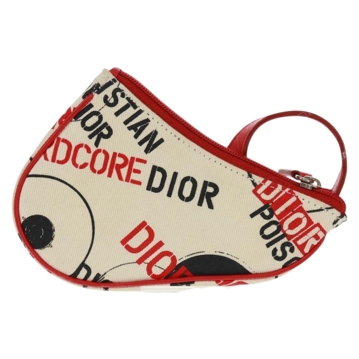 Christian Dior Hardcore Saddle pouch Pouch Canvas White Silver Auth 168201V