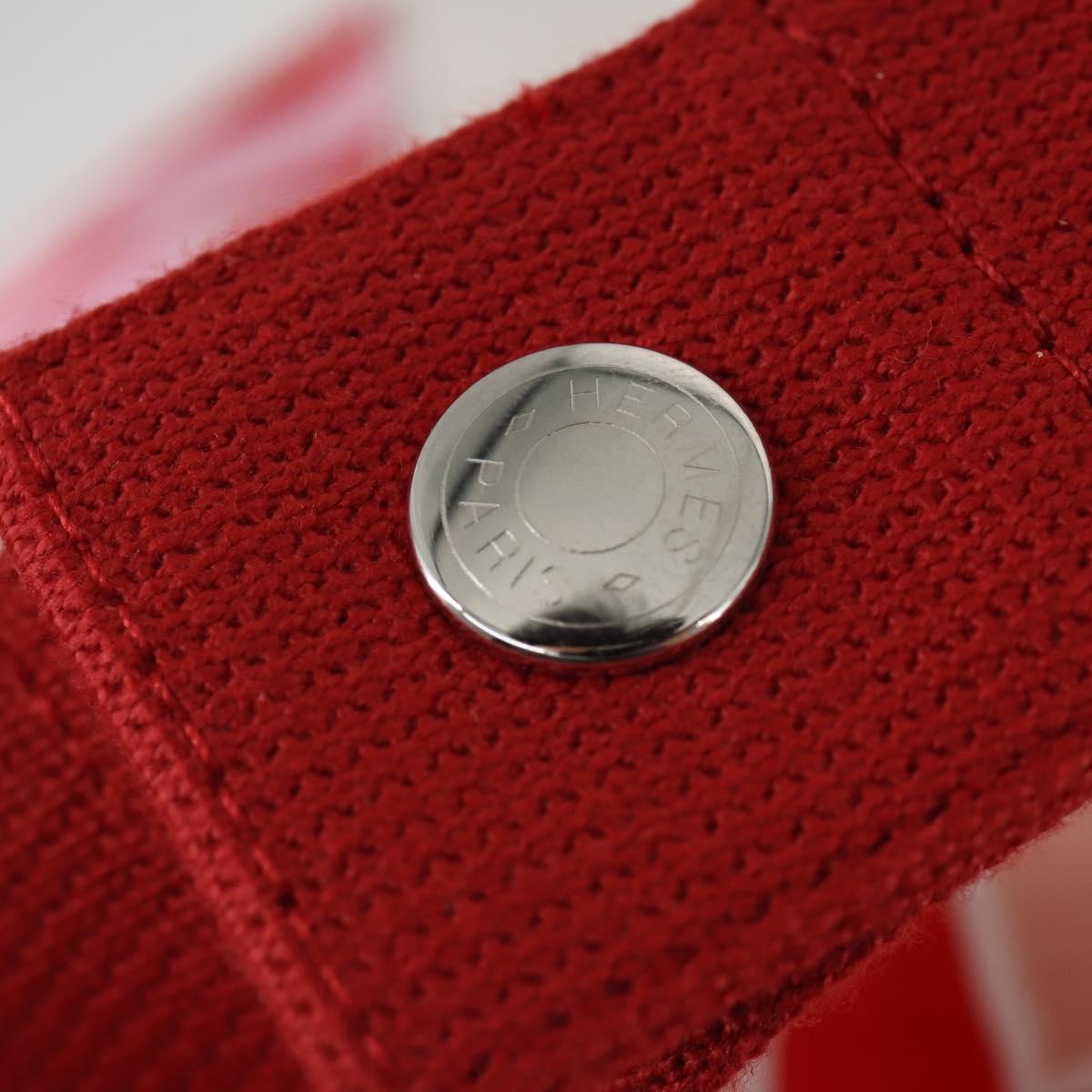 HERMES Beach Bag Tote Bag Canvas Red Auth 168207