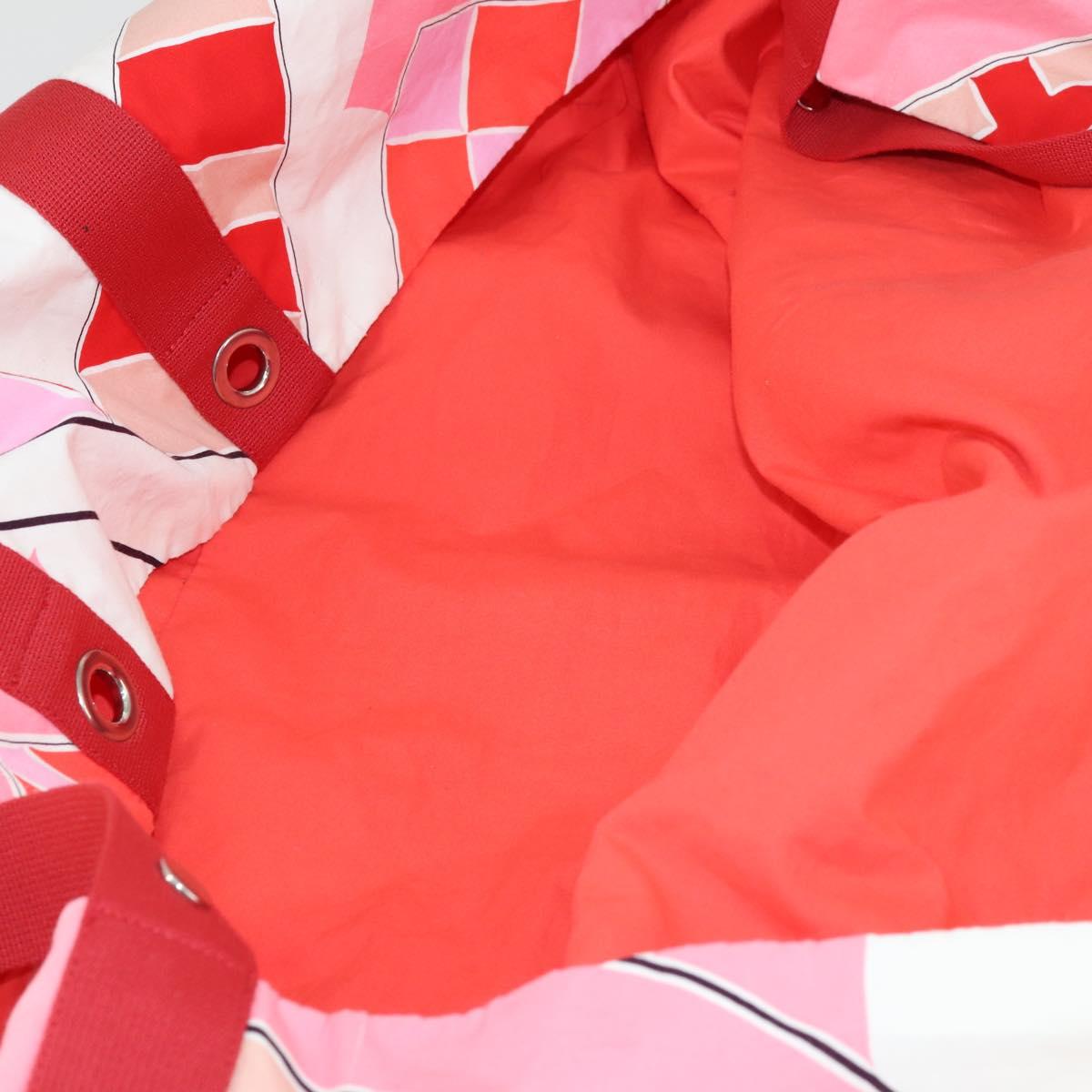 HERMES Beach Bag Tote Bag Canvas Red Auth 168207