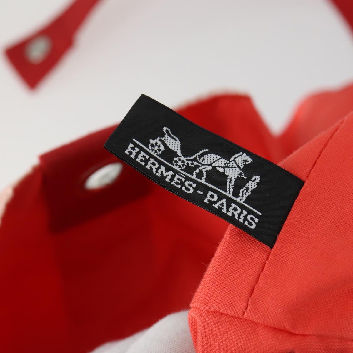 HERMES Beach Bag Tote Bag Canvas Red Auth 168207