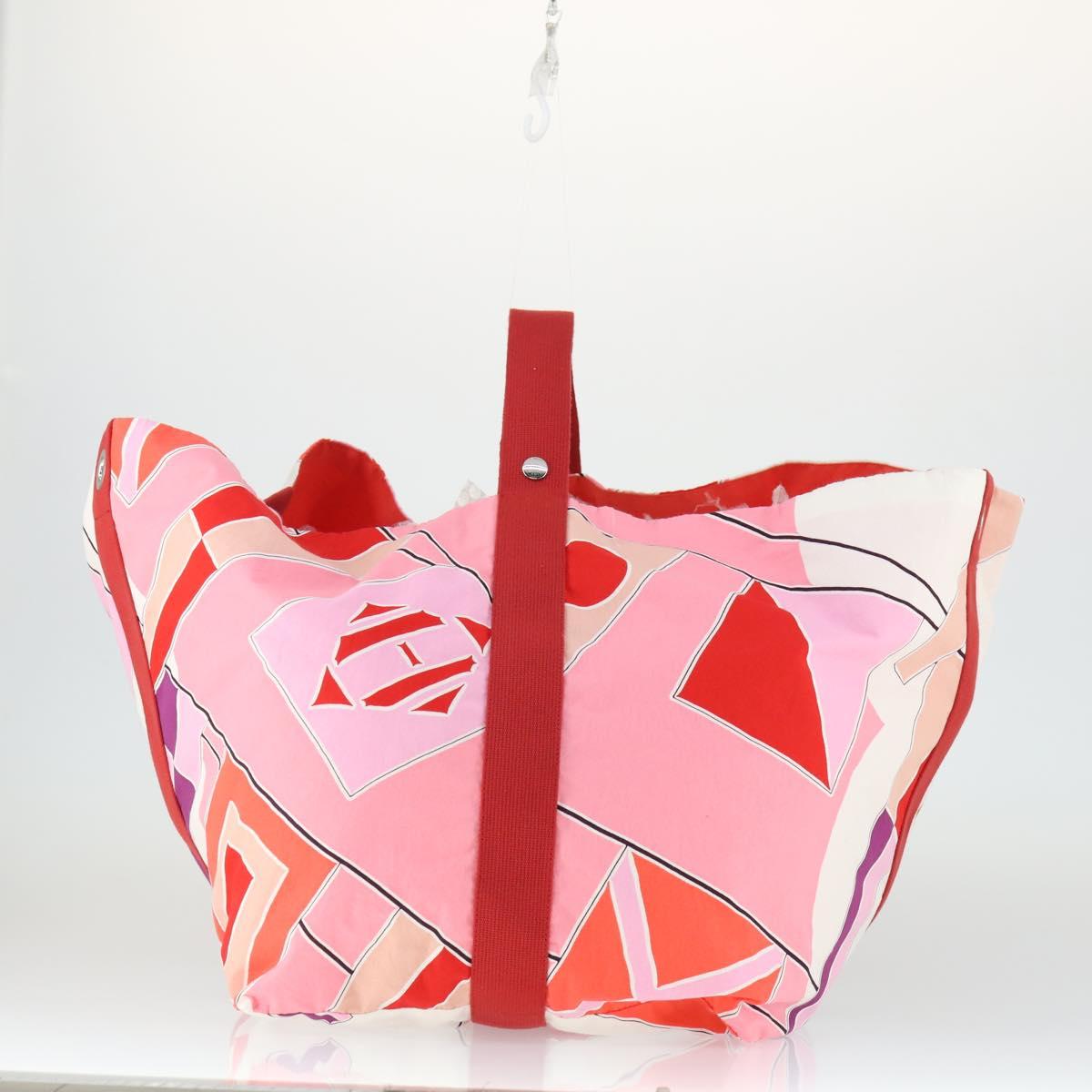 HERMES Beach Bag Tote Bag Canvas Red Auth 168207