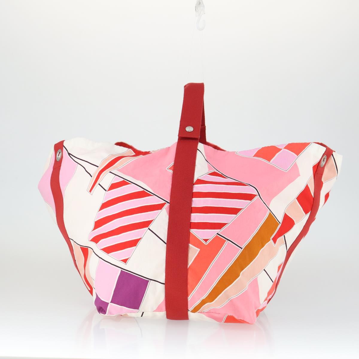 HERMES Beach Bag Tote Bag Canvas Red Auth 168207