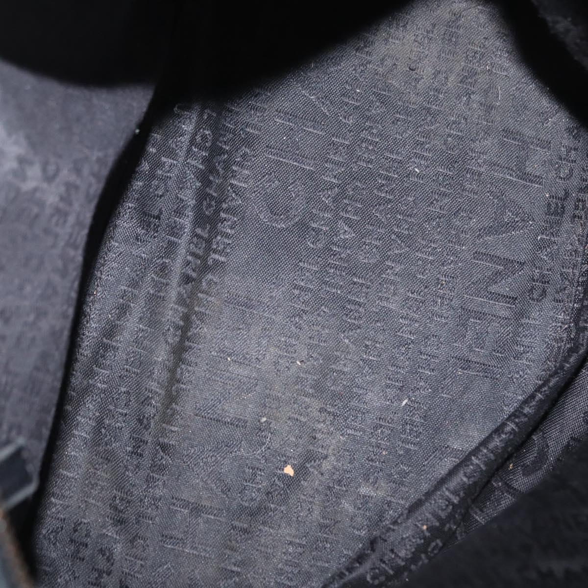 CHANEL Chain Camelia Shoulder Bag Suede Black Silver CC Auth 168208