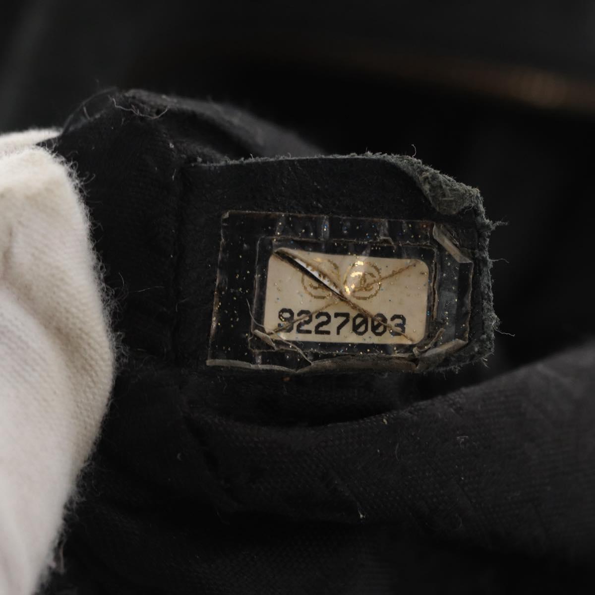 CHANEL Chain Camelia Shoulder Bag Suede Black Silver CC Auth 168208