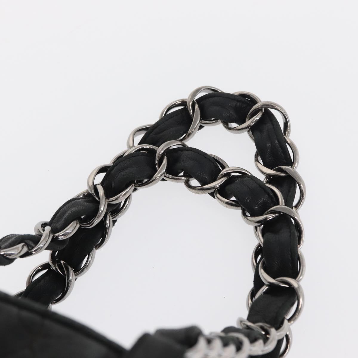 CHANEL Chain Camelia Shoulder Bag Suede Black Silver CC Auth 168208