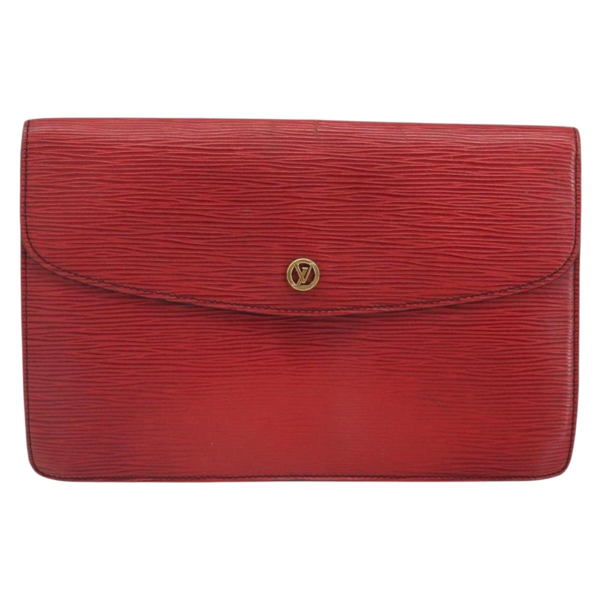 LOUIS VUITTON Epi Montaigne 27 Clutch Bag Red M52657 LV Auth 168213
