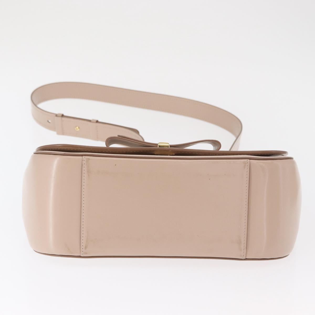 Salvatore Ferragamo Vala Hand Bag Leather 2way Beige Gold Auth 168221