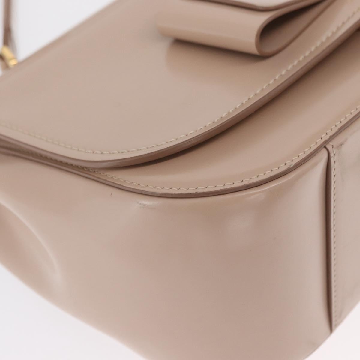 Salvatore Ferragamo Vala Hand Bag Leather 2way Beige Gold Auth 168221