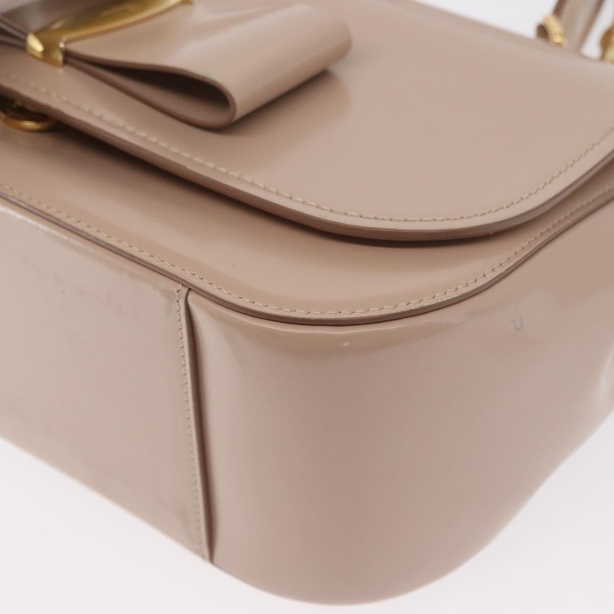 Salvatore Ferragamo Vala Hand Bag Leather 2way Beige Gold Auth 168221