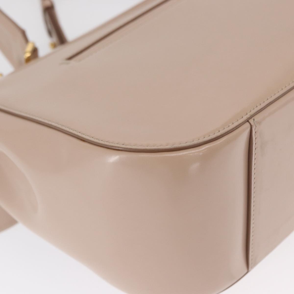 Salvatore Ferragamo Vala Hand Bag Leather 2way Beige Gold Auth 168221