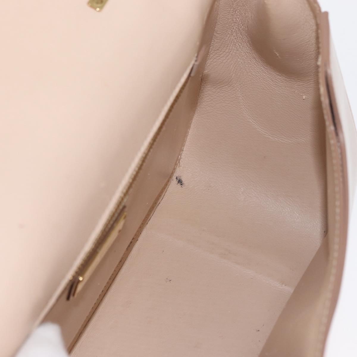 Salvatore Ferragamo Vala Hand Bag Leather 2way Beige Gold Auth 168221