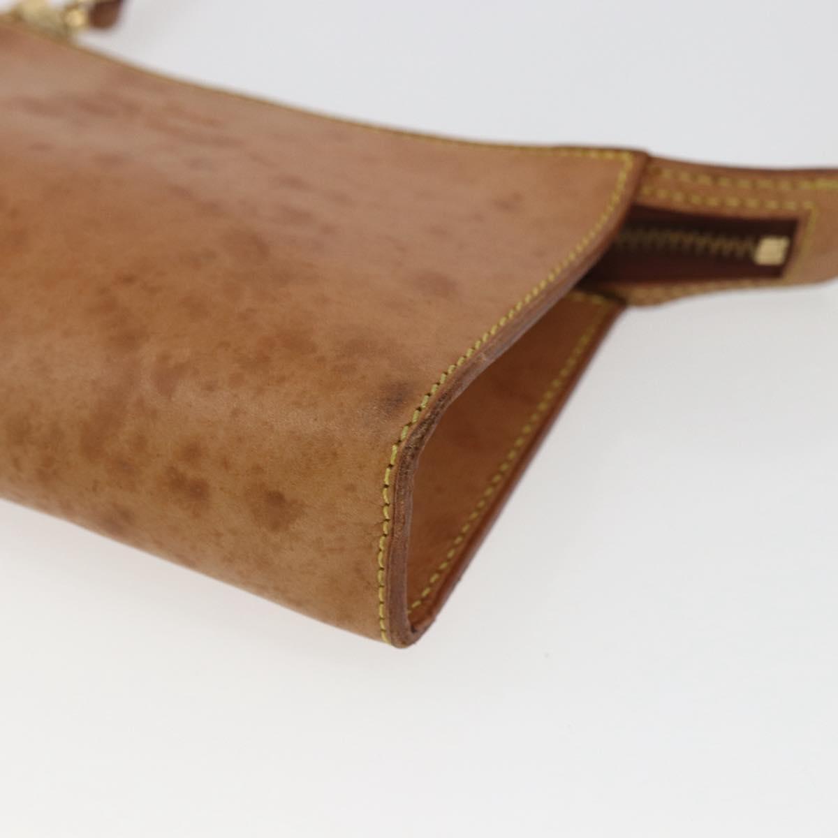 LOUIS VUITTON Nomad Cabas Amble PM Pouch Leather Beige M92502 LV Auth 168227