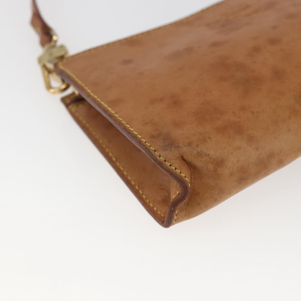 LOUIS VUITTON Nomad Cabas Amble PM Pouch Leather Beige M92502 LV Auth 168227