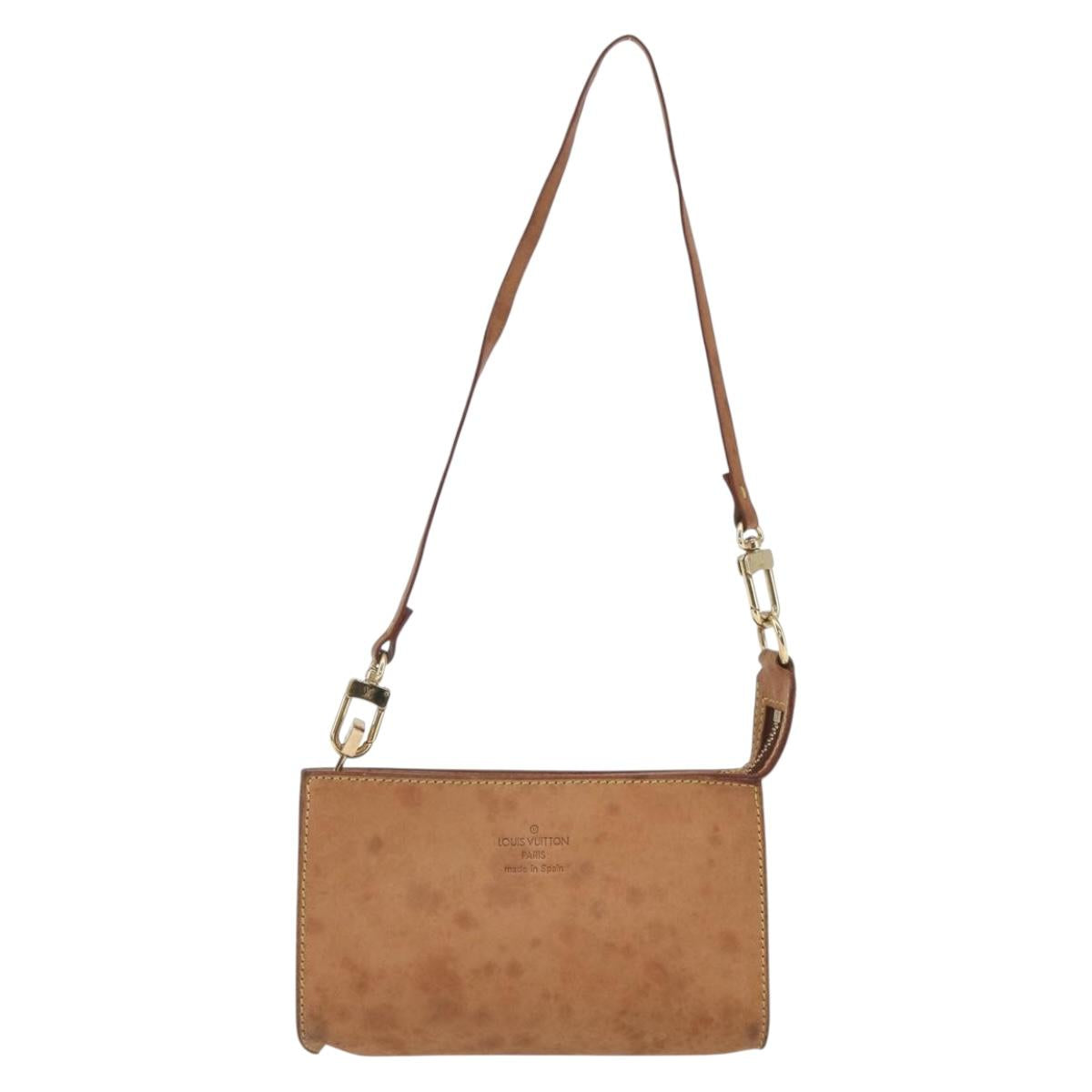 LOUIS VUITTON Nomad Cabas Amble PM Pouch Leather Beige M92502 LV Auth 168227