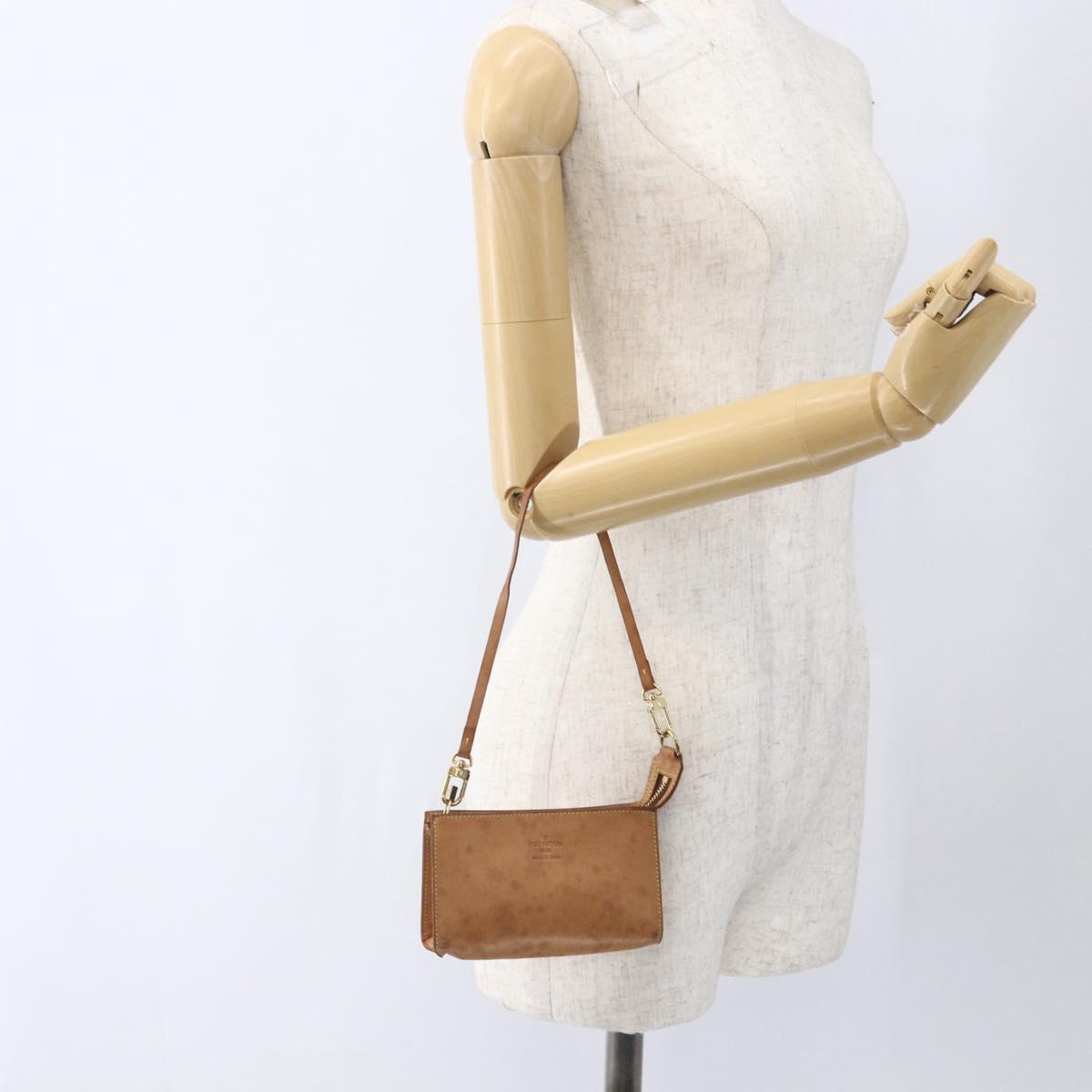 LOUIS VUITTON Nomad Cabas Amble PM Pouch Leather Beige M92502 LV Auth 168227