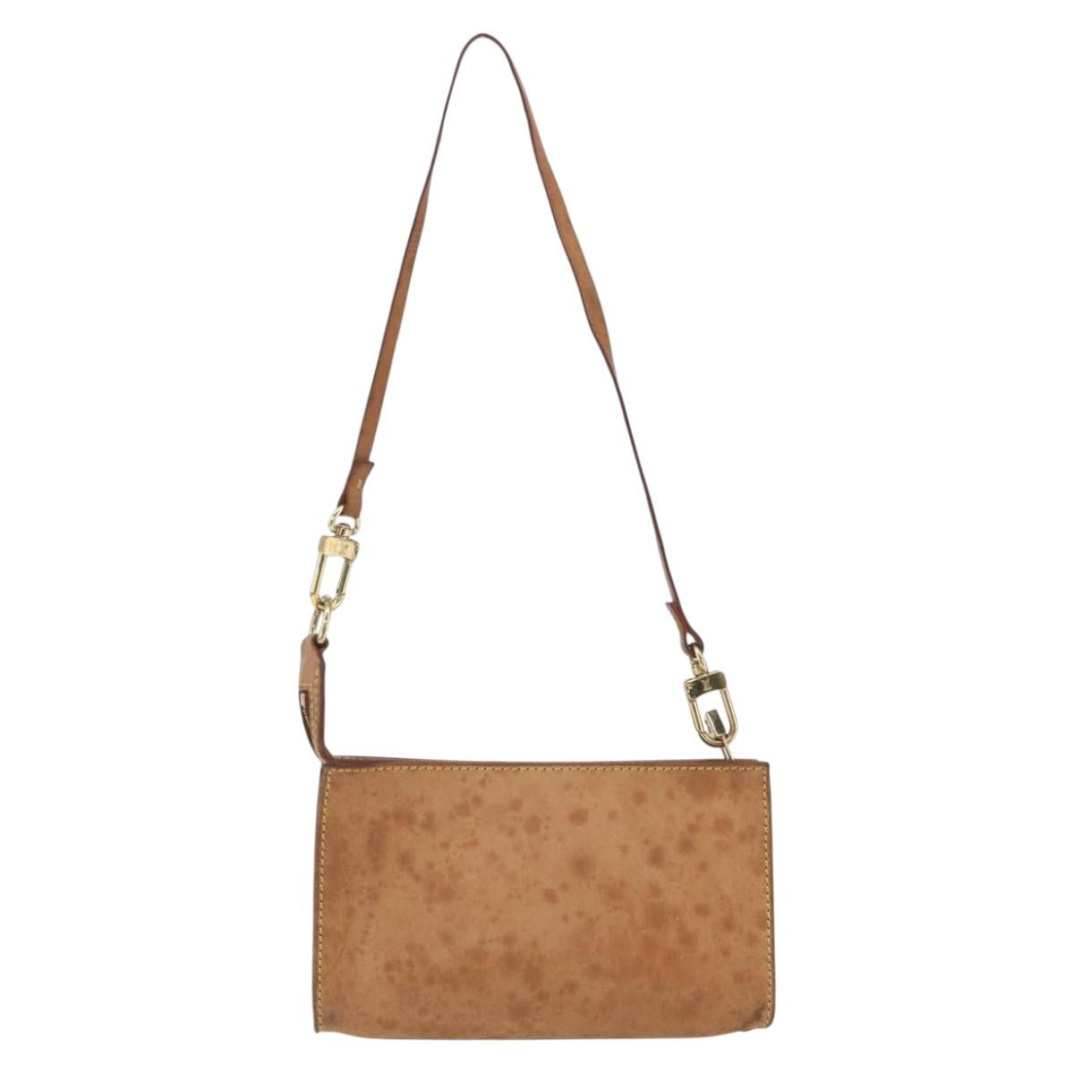 LOUIS VUITTON Nomad Cabas Amble PM Pouch Leather Beige M92502 LV Auth 168227