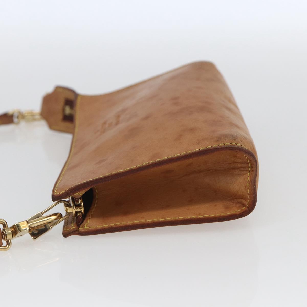 LOUIS VUITTON Nomad Cabas Amble PM Pouch Leather Beige M92502 LV Auth 168227