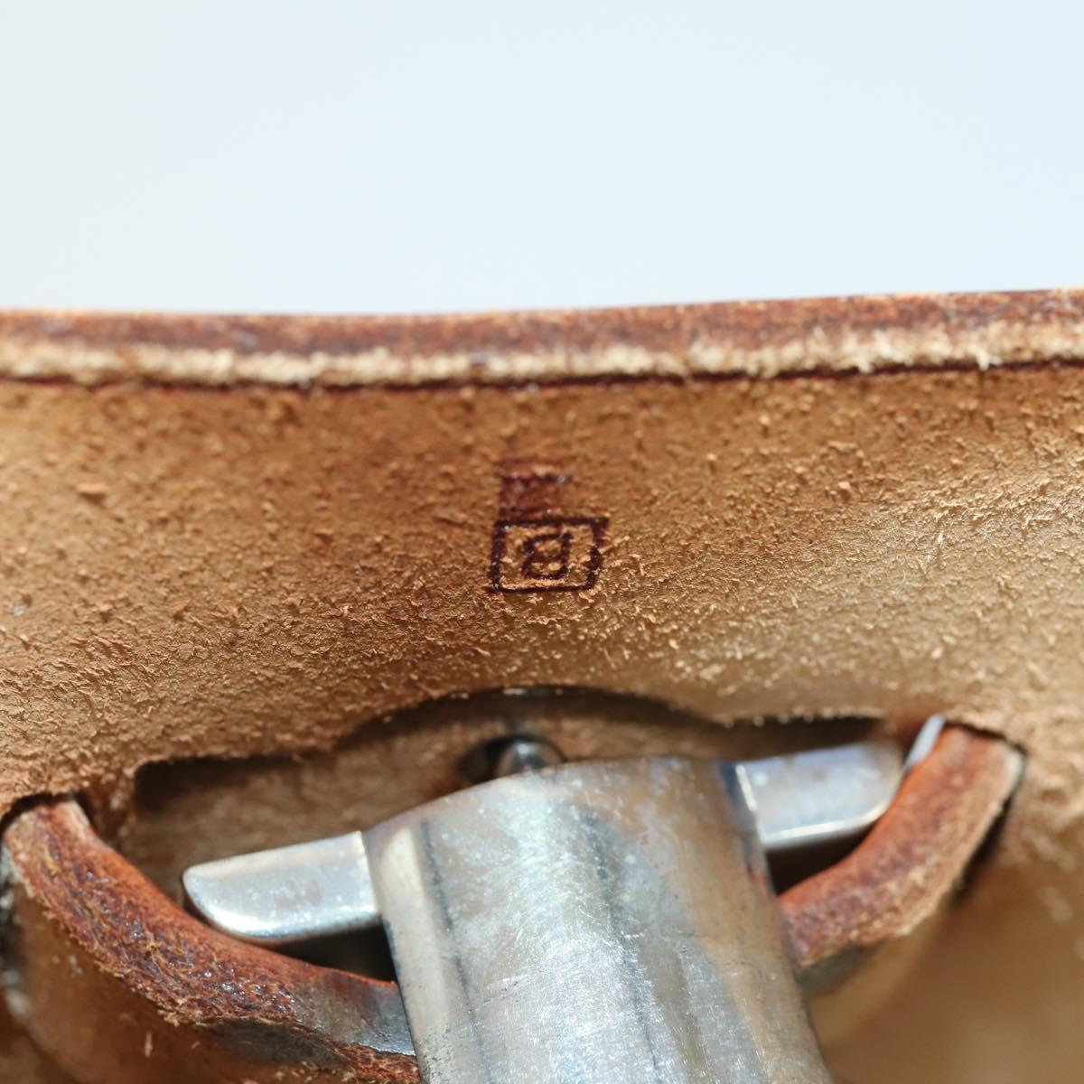 HERMES Her Bag MM Hand Bag Canvas Beige Silver Auth 168228