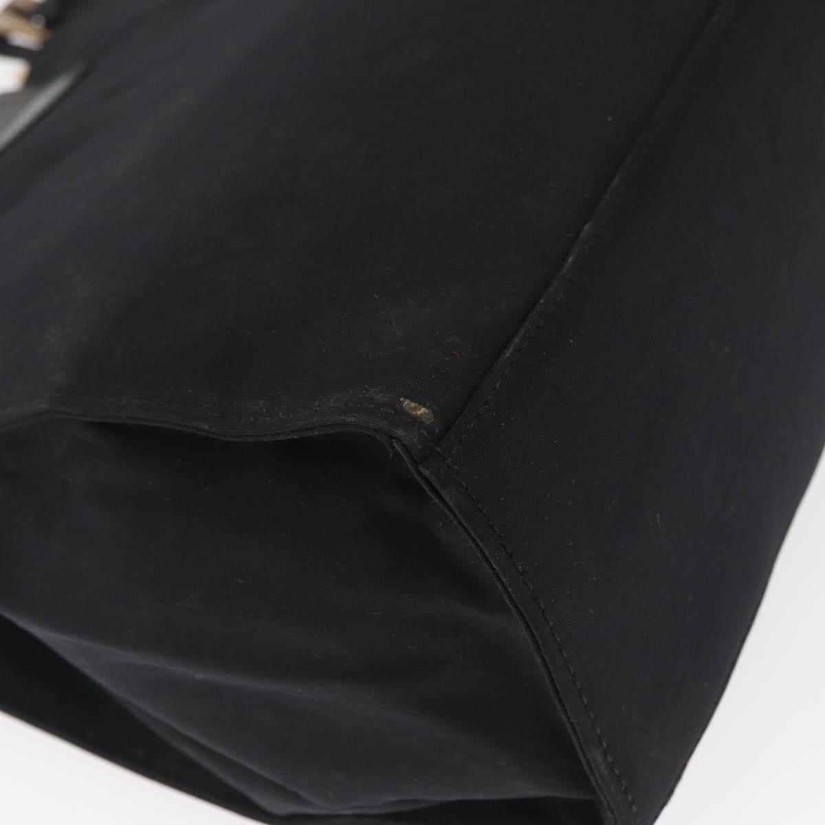 FENDI Mamma Baguette Tote Bag Nylon Black Silver Auth 168229