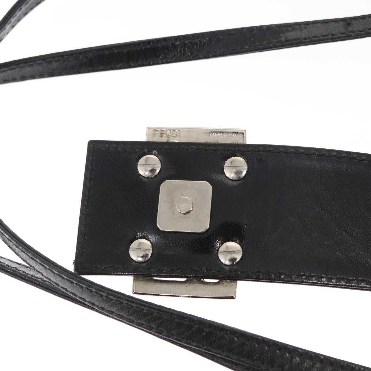 FENDI Mamma Baguette Tote Bag Nylon Black Silver Auth 168229