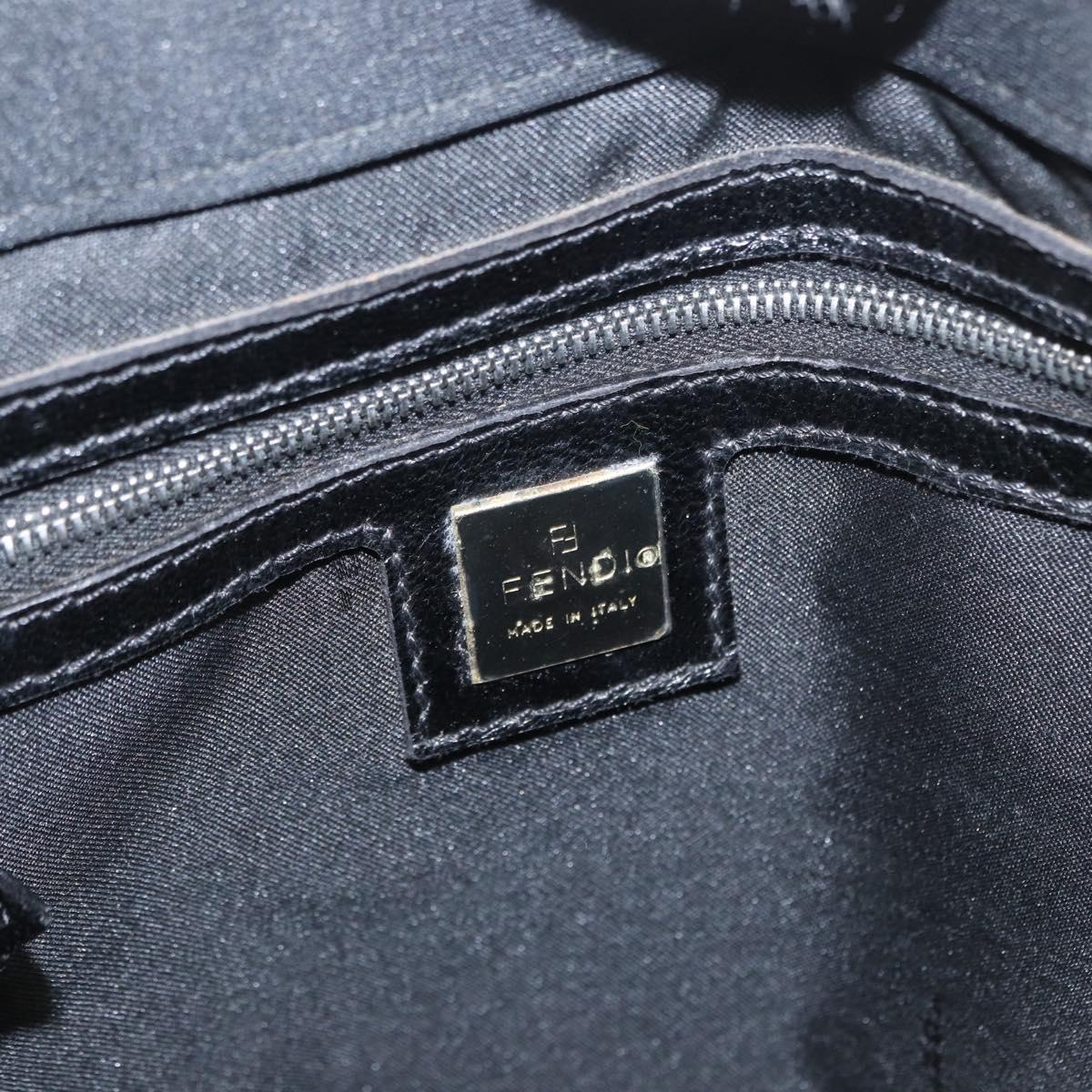 FENDI Mamma Baguette Tote Bag Nylon Black Silver Auth 168229