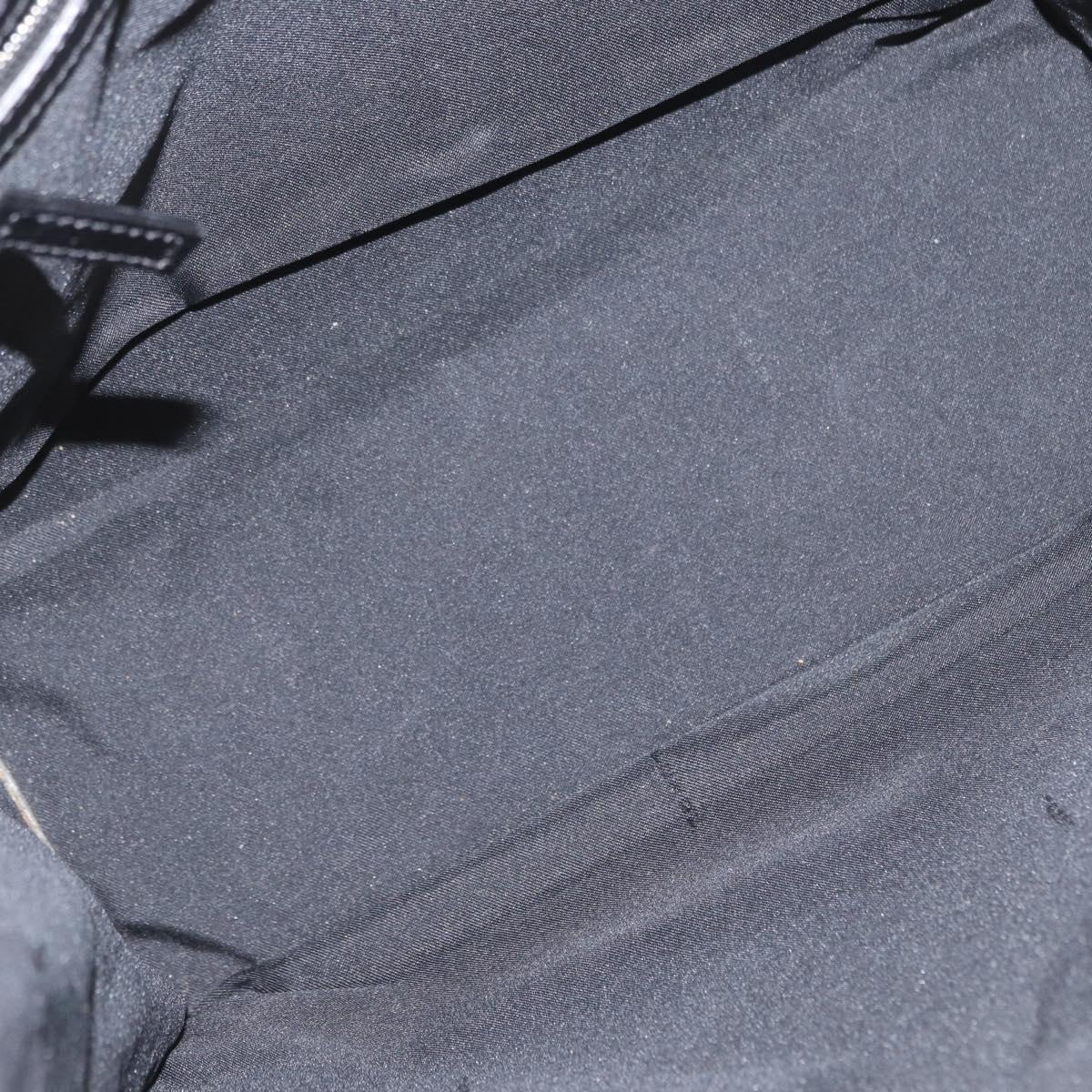 FENDI Mamma Baguette Tote Bag Nylon Black Silver Auth 168229