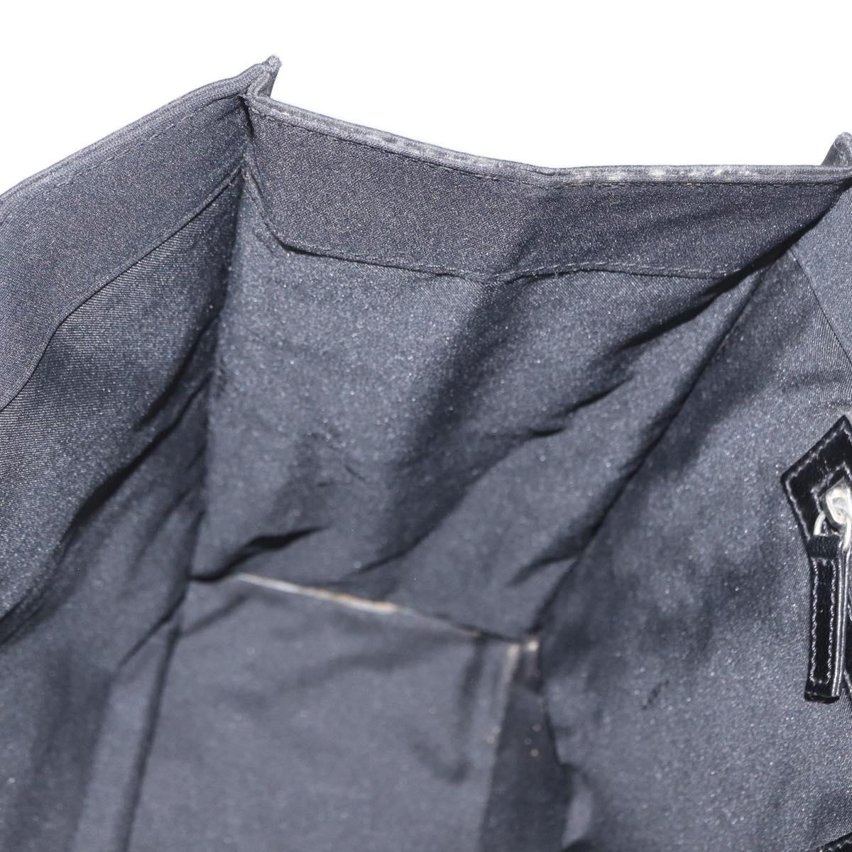 FENDI Mamma Baguette Tote Bag Nylon Black Silver Auth 168229