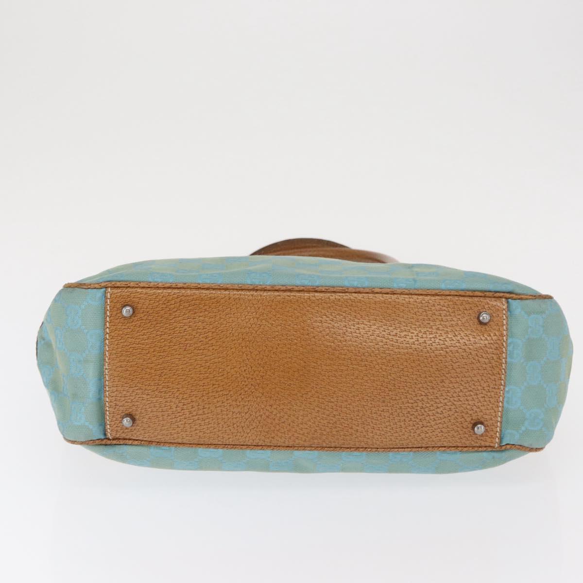 GUCCI GG Canvas Hand Bag Turquoise Blue Silver 113011 Auth 168236