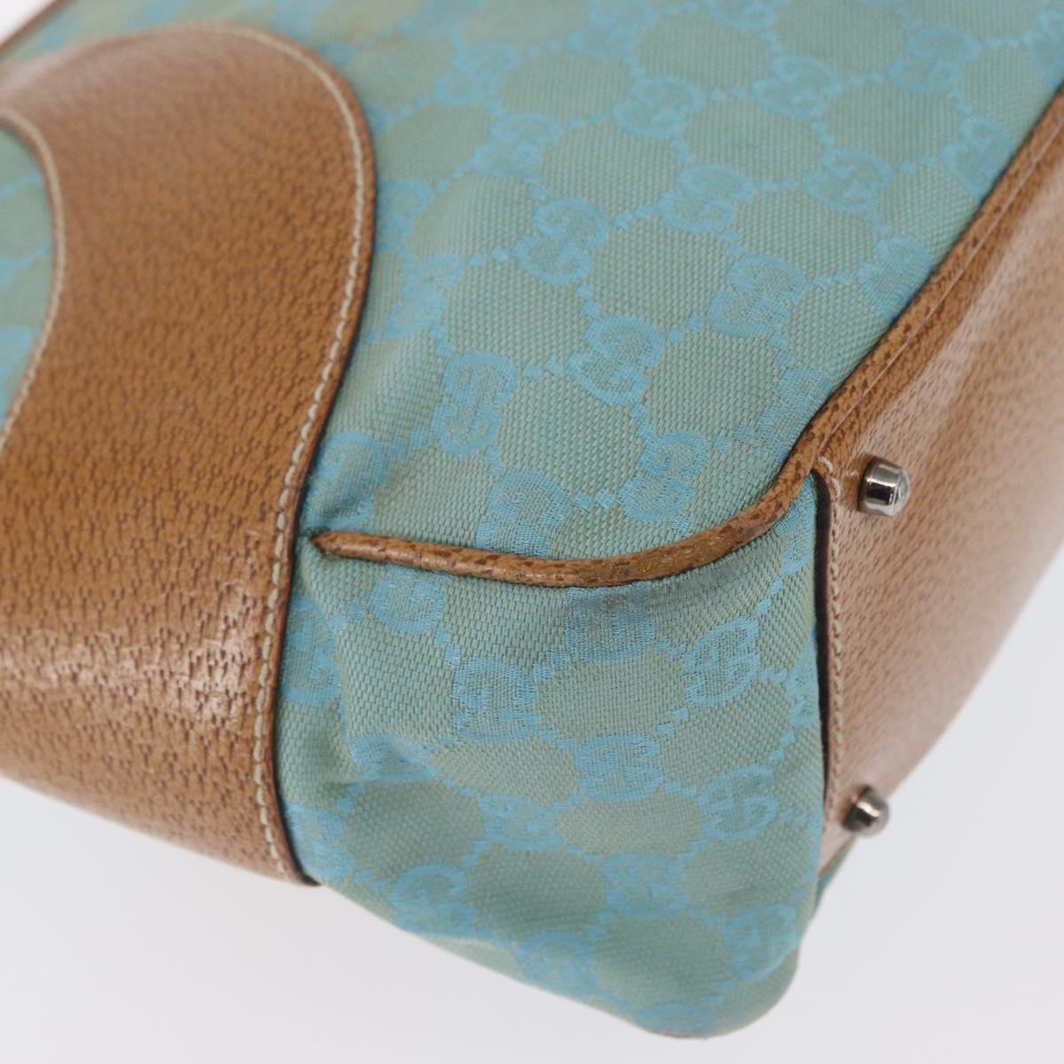 GUCCI GG Canvas Hand Bag Turquoise Blue Silver 113011 Auth 168236