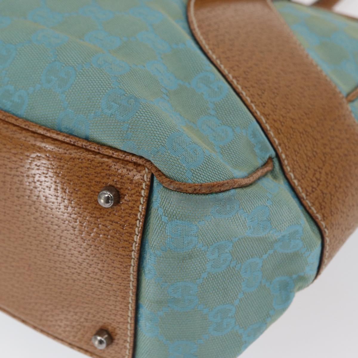 GUCCI GG Canvas Hand Bag Turquoise Blue Silver 113011 Auth 168236