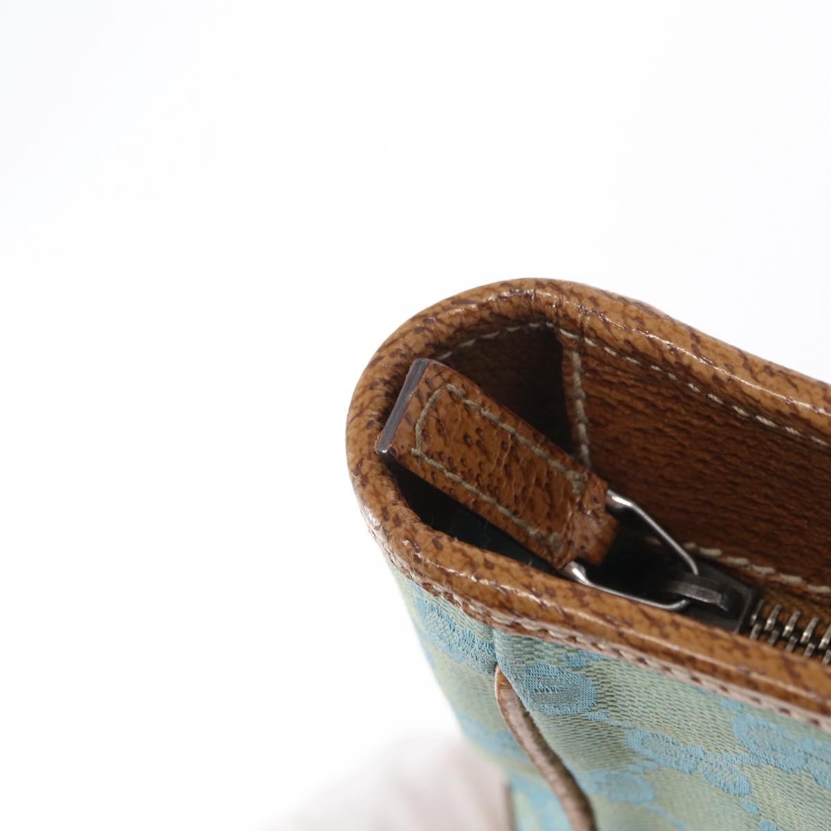 GUCCI GG Canvas Hand Bag Turquoise Blue Silver 113011 Auth 168236