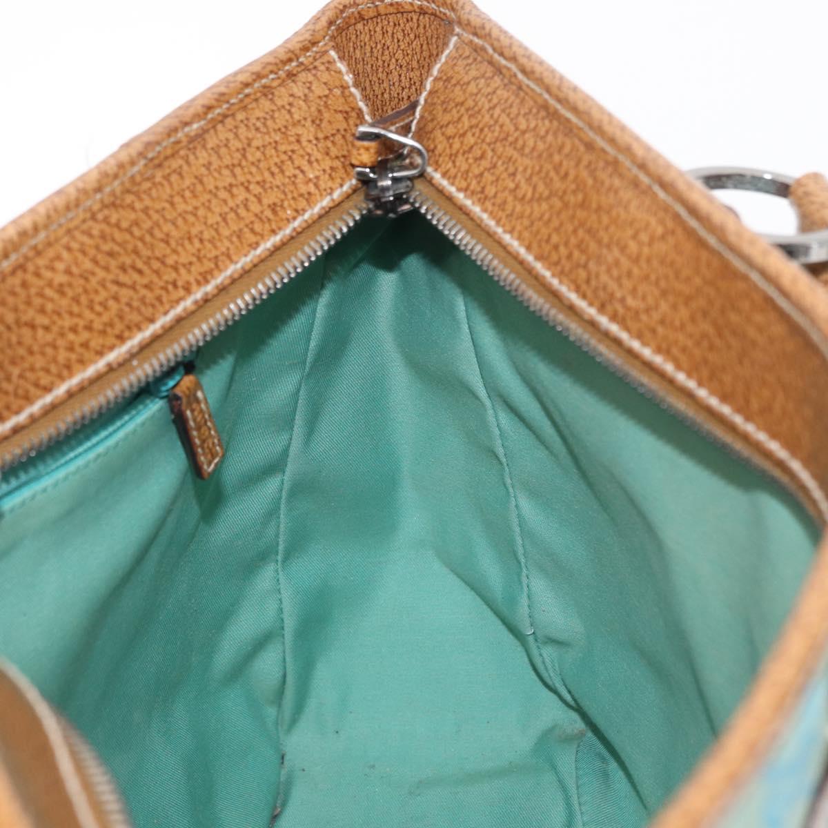 GUCCI GG Canvas Hand Bag Turquoise Blue Silver 113011 Auth 168236