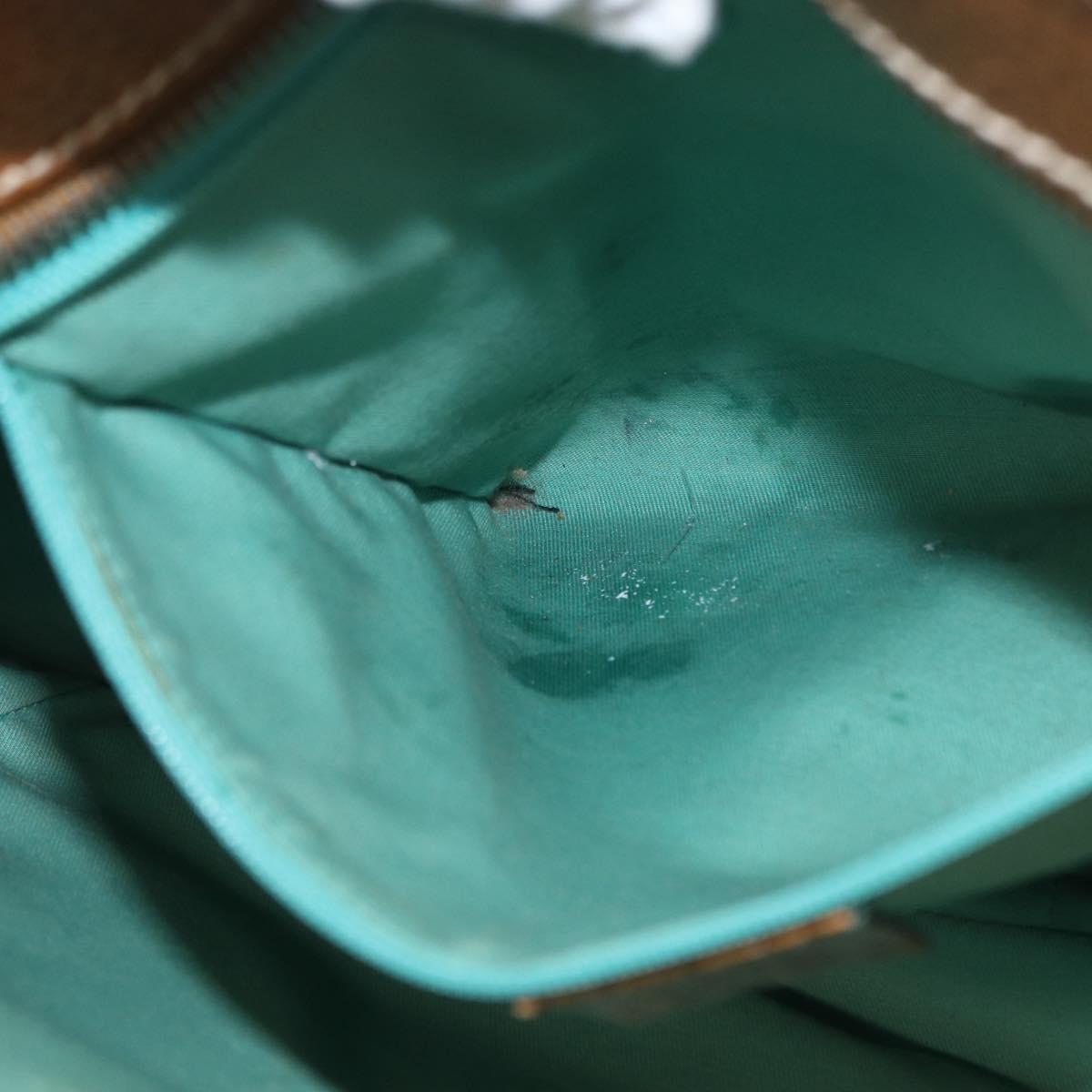 GUCCI GG Canvas Hand Bag Turquoise Blue Silver 113011 Auth 168236